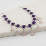 Ethereal Rose Quartz &amp; Amethyst Statement Necklace