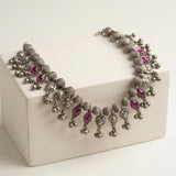 Silver Hoop &amp; Rosette Fringe Collar