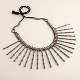 Antique Pure Silver Dramatic Spike Fringe Collar Necklace