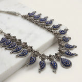 Regal Sapphire-Hued Motif Necklace