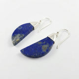 Elegant Lapis Lazuli Crescent Silver Earrings