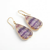 Hand-Carved Leaf Fluorite Silver Earrings