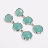 Serene Chalcedony Tiered Silver Earrings