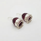 Handcrafted Deep Wine Glass Pure Silver Jhumkis