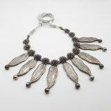 Vintage Silver Mango Leaf Floral Ruby Hasli Choker