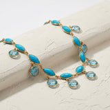 Artisan Gold-Plated Silver Turquoise  Blue Topaz Fringe Collar Necklace