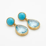 Radiant Turquoise and Blue Topaz Silver Drop Earrings