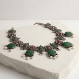 Antique Emerald Statement Geo-Hexagon Necklace