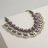 Pure Silver Floral &amp; Hoop Statement Choker