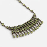 Antique Silver Peridot Green Articulated Fringe Bib Necklace