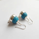 Exquisite Blue Glass Real Silver Jhumki Earrings