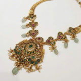 Heritage Peacock &amp; Floral Temple Necklace