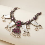 Artisan Pearl &amp; Ruby-Tone Statement Necklace