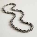 Vintage Silver Textured Leaf Pod Mala Haram