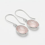 Delicate Rose Quartz Silver Earrings