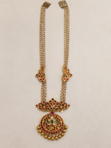 Exquisite 22K Gold Pachi Necklace with Uncut Diamonds, Rubies & Emeralds