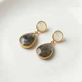 Mystical Chalcedony and Labradorite Silver Drop Earrings