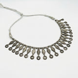 Vintage Tribal Silver Diamond-Fringe Choker Necklace