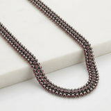 Antique Silver Ruby Bead Long Necklace